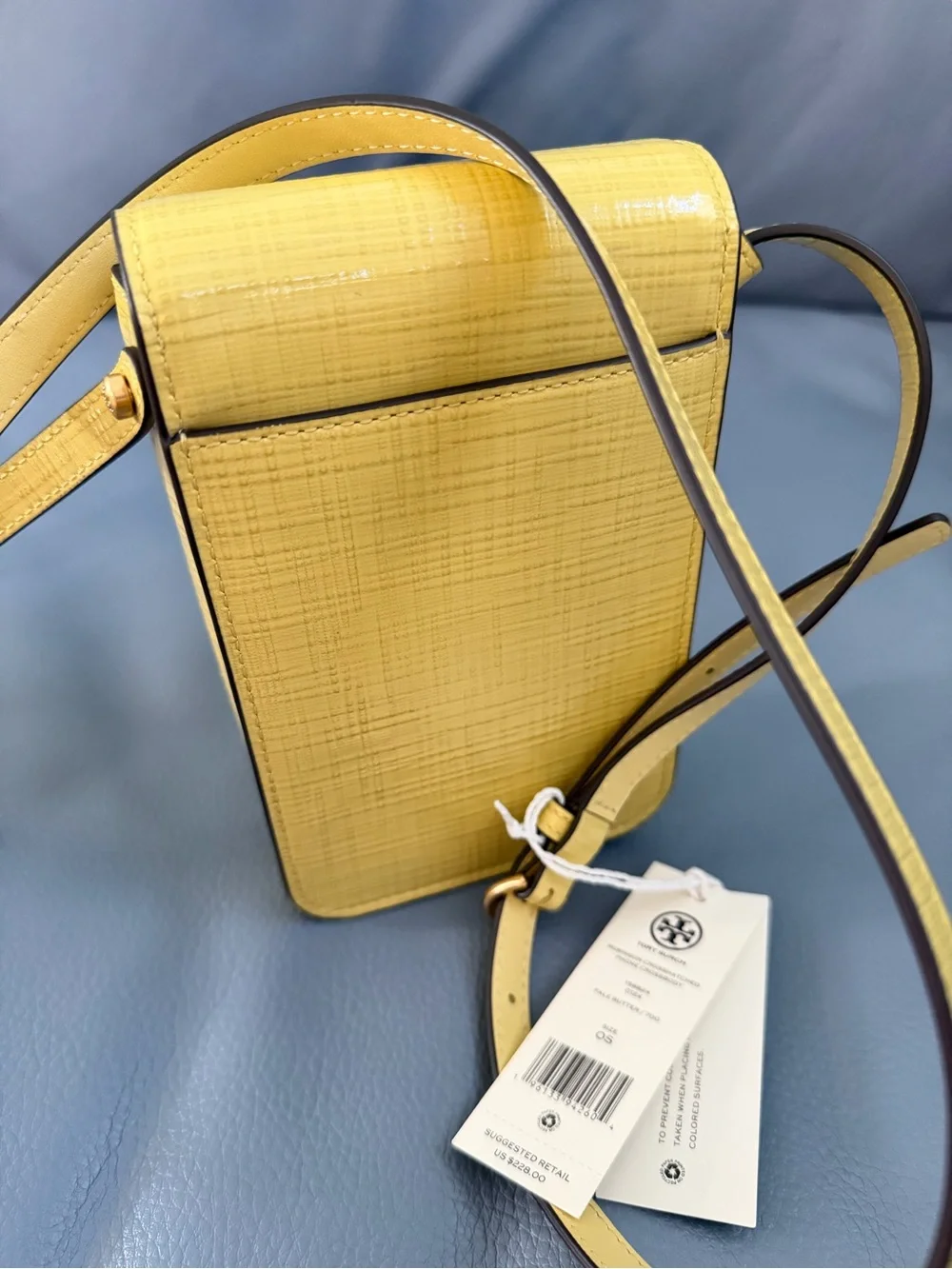 Tory Burch Bright Yellow Textured Leather Crossbody Phone Pouch